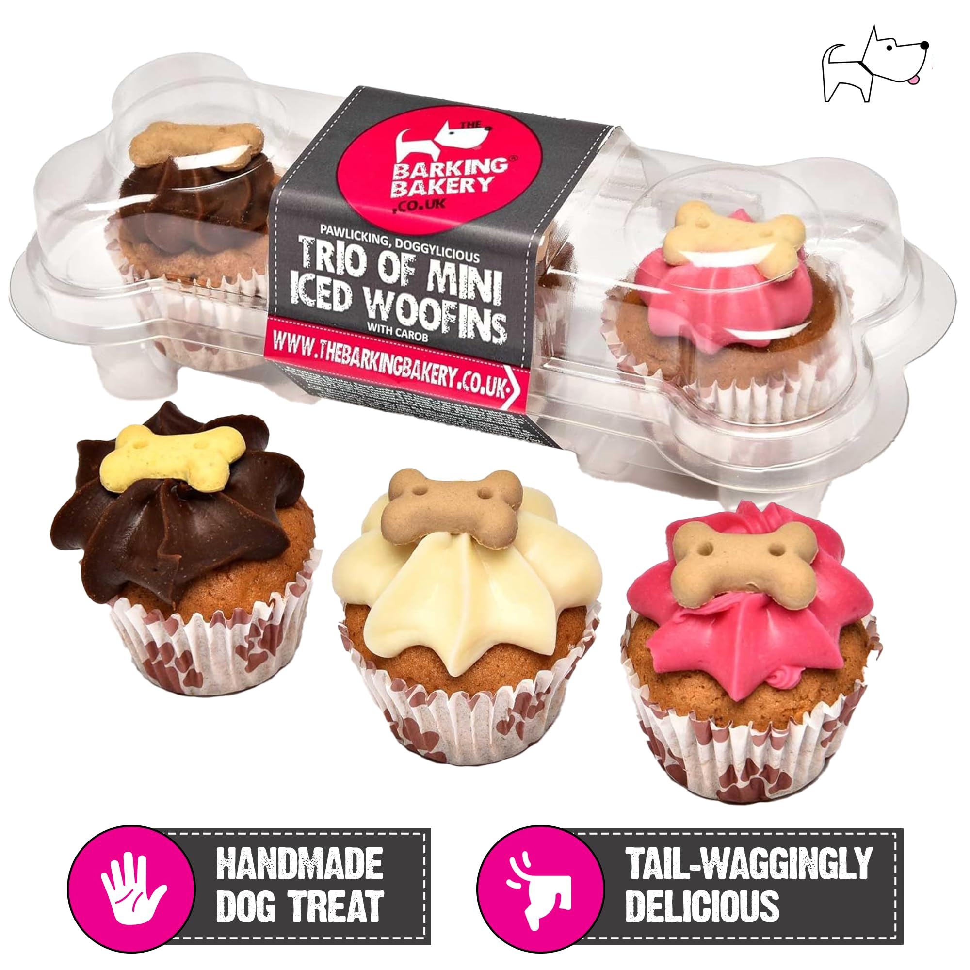 The Barking Bakery Trio of Mini Iced Woofins, 3 Mini Cakes for Dogs, Gourmet Dog Treats, Handmade - Image 4