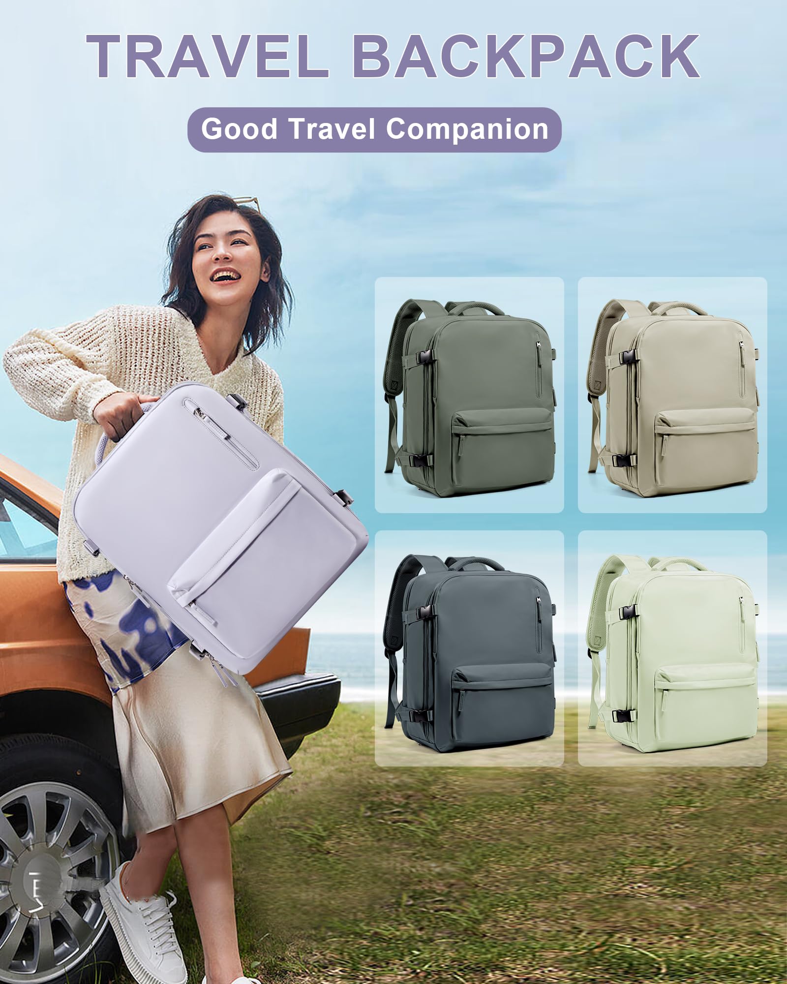 BJLFS Borse da Cabina per Ryanair 40×20×25 Bagaglio a Mano Easyjet 45×36×20 Borsa Zaino da Viaggio, Zaino da trekking,Zaino Casual per laptop da 14 pollici per scuola