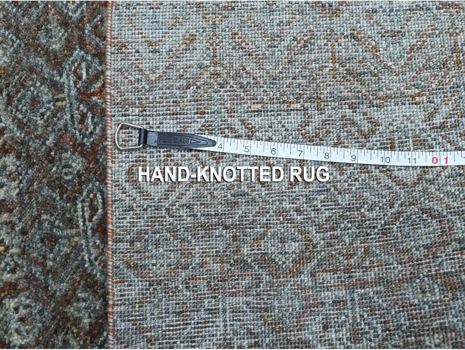 Hand Knotted Oriental Rug, Stone Gray, Soft Wool, 3'x5', Geometric Diamond Kohinoor Herat Pattern, Tone on Tone