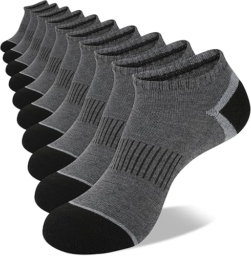 Heatuff Calcetines tobilleros acolchados que absorben la humedad, calcetines casuales de corte bajo (10 pares)