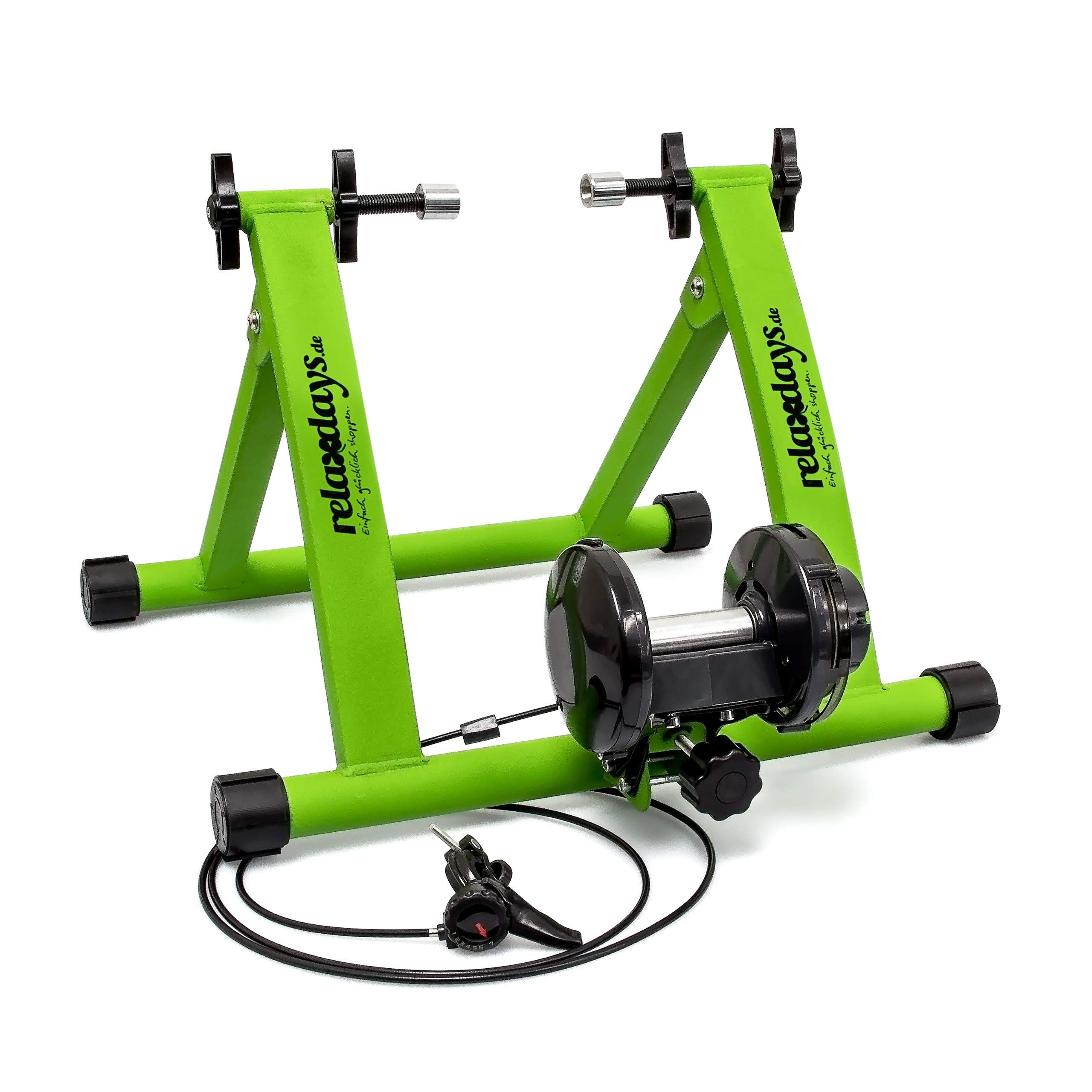 Relaxdays Rullo per Bicicletta - Relaxdays Trainer Pieghevole Bicicletta 6 velocità, Cerchi da 26-28, Blu e Verde Unisex Adulto