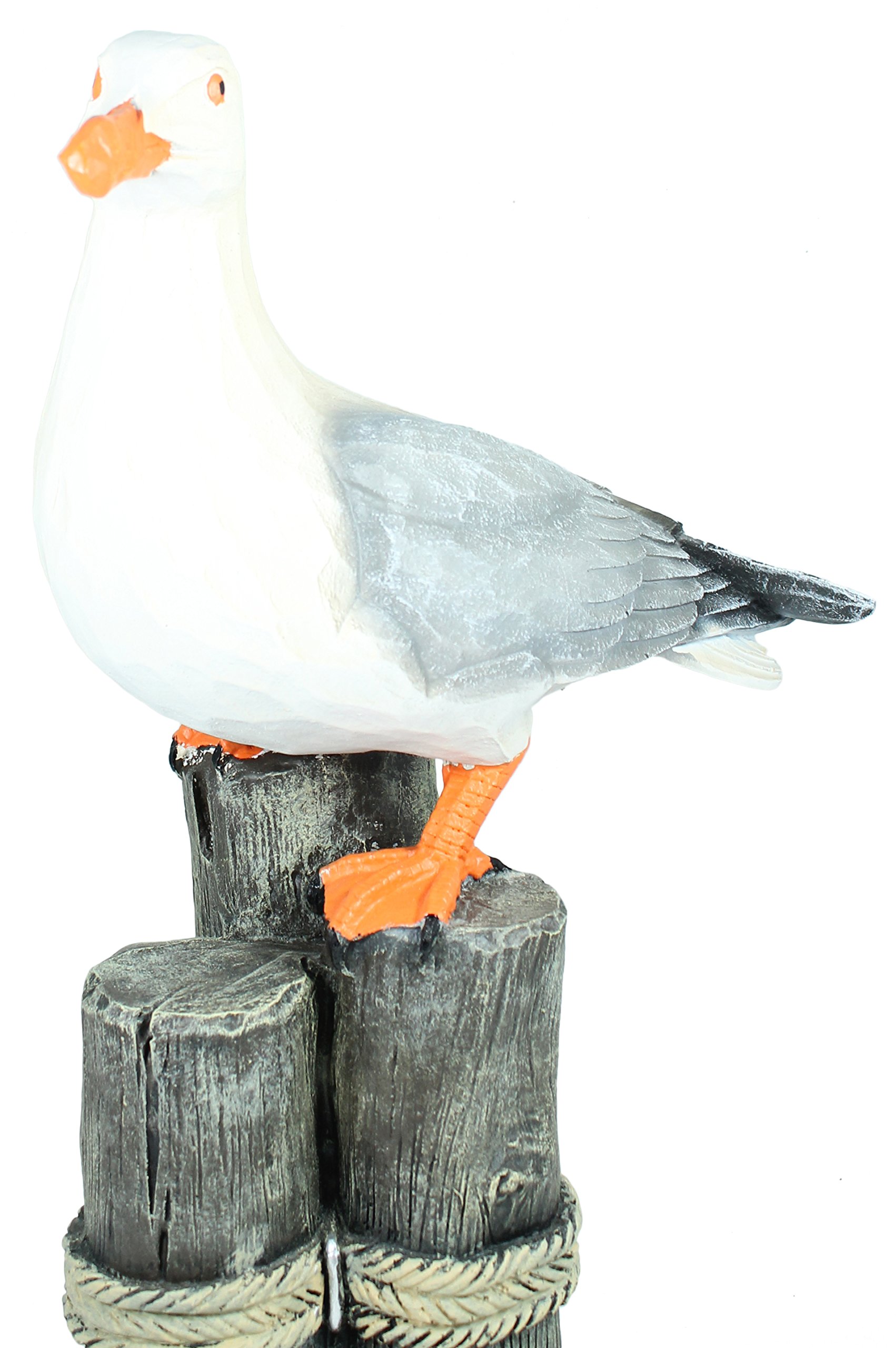 colourliving Dekofigur Möwe Holzschnitt Optik Garten Dekoration Fensterbank Möwe auf Polder