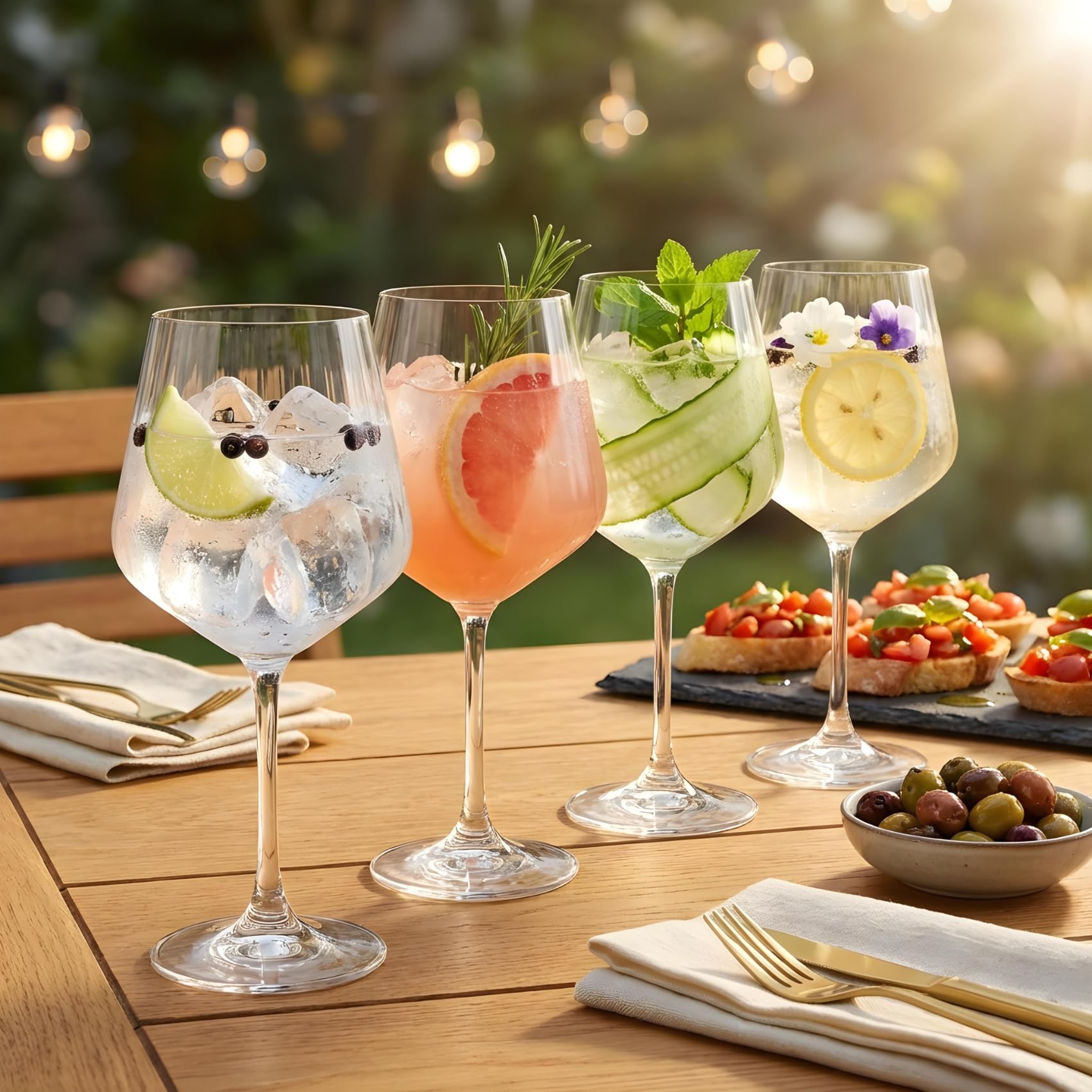 Bicchieri Gin Tonic, 4pz, 57cl, vetro, cristallino, resistente, Aperitivo, Cocktail