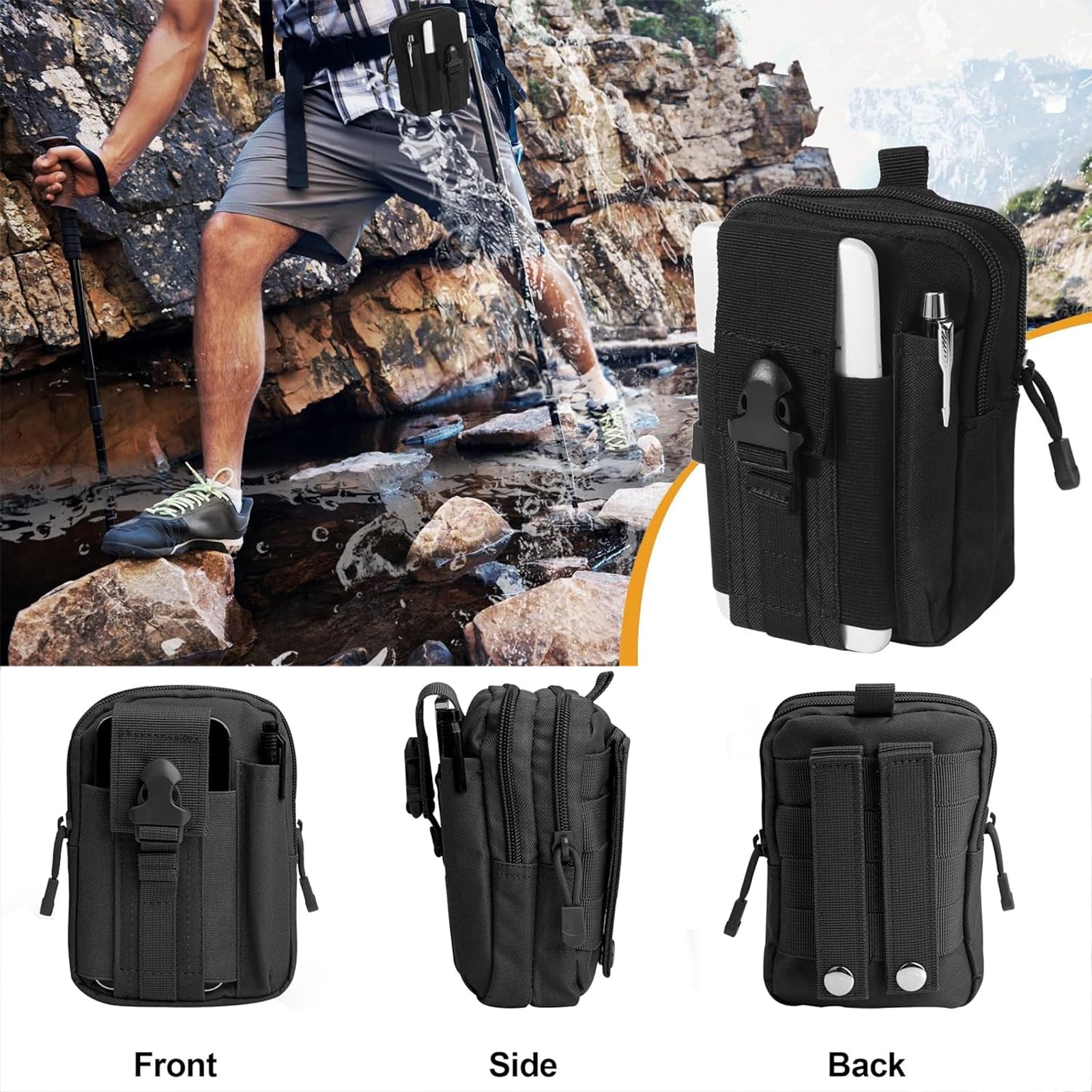 Marsupio Tattico Da Cintura Sportivo - Impermeabile, Multi-Tasca, Per Cellulare, Ciclismo, Trekking - Foto 7