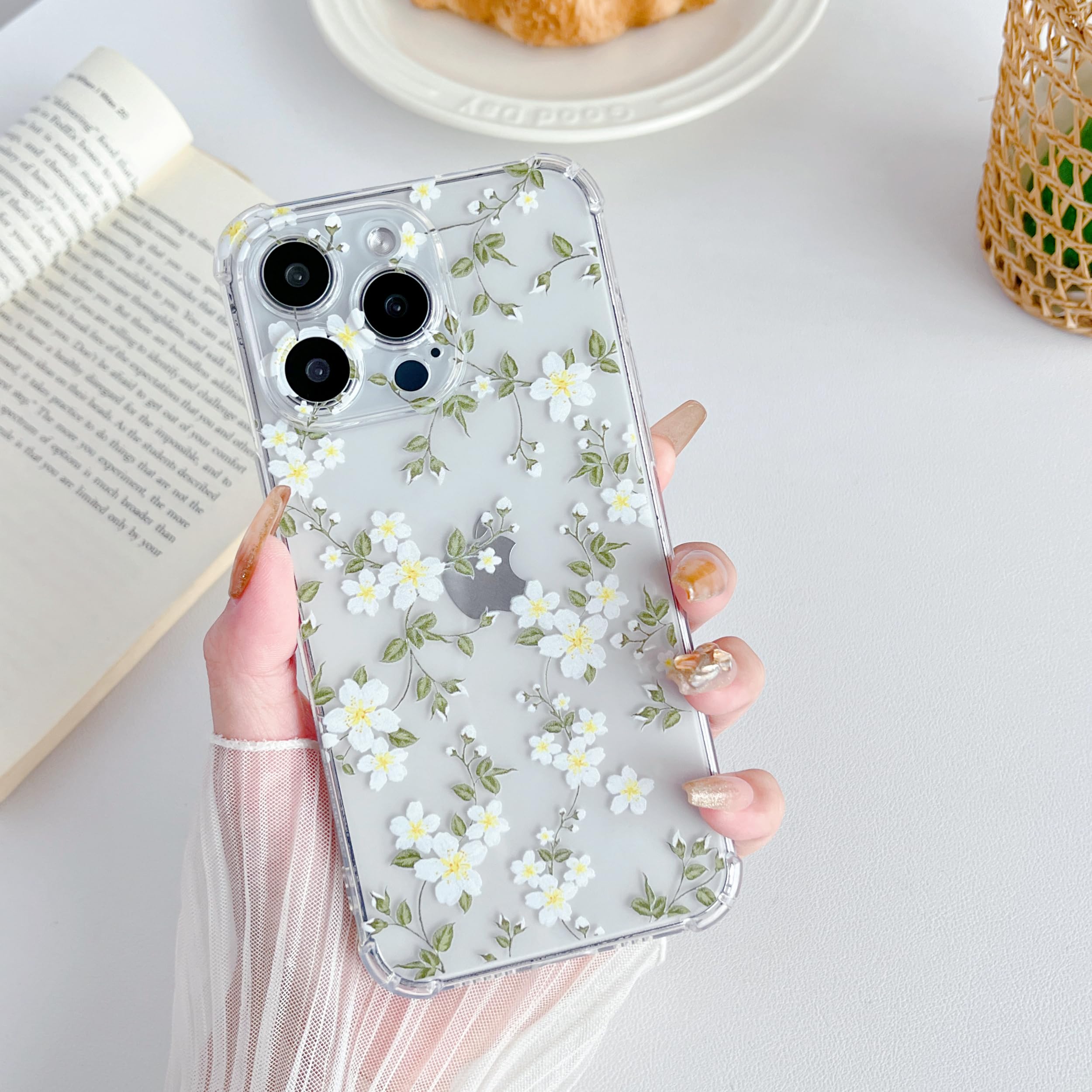 ZTOFERA Case for iPhone 16 Pro, Transparent Clear Soft TPU Case with Flower Pattern - Image 4