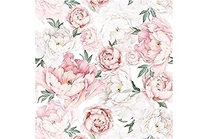 UniGoos Pink Watercolor Floral Peel-and-Stick Wallpaper