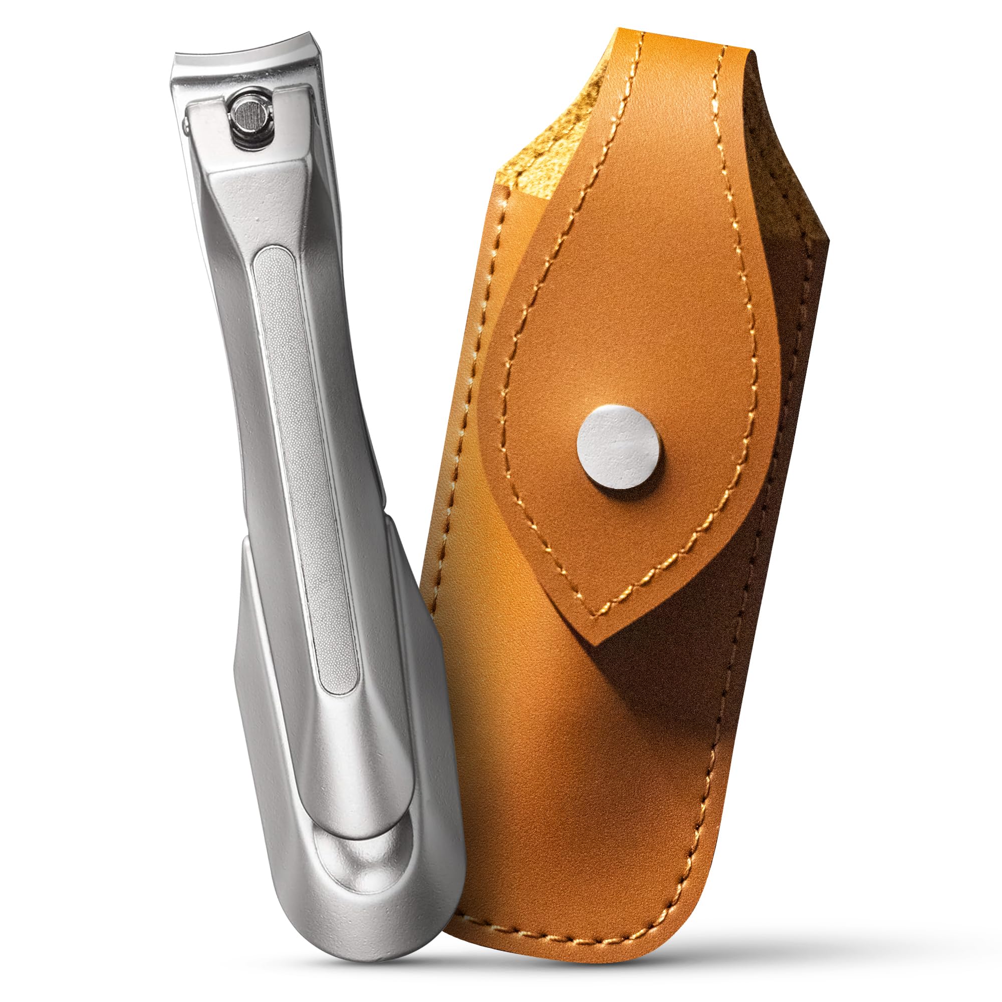 Japanese Stainless Steel Nail Clipper with Leather Case Sharp Precision Blade Built-in Nail File Ergonomic Design Made in
