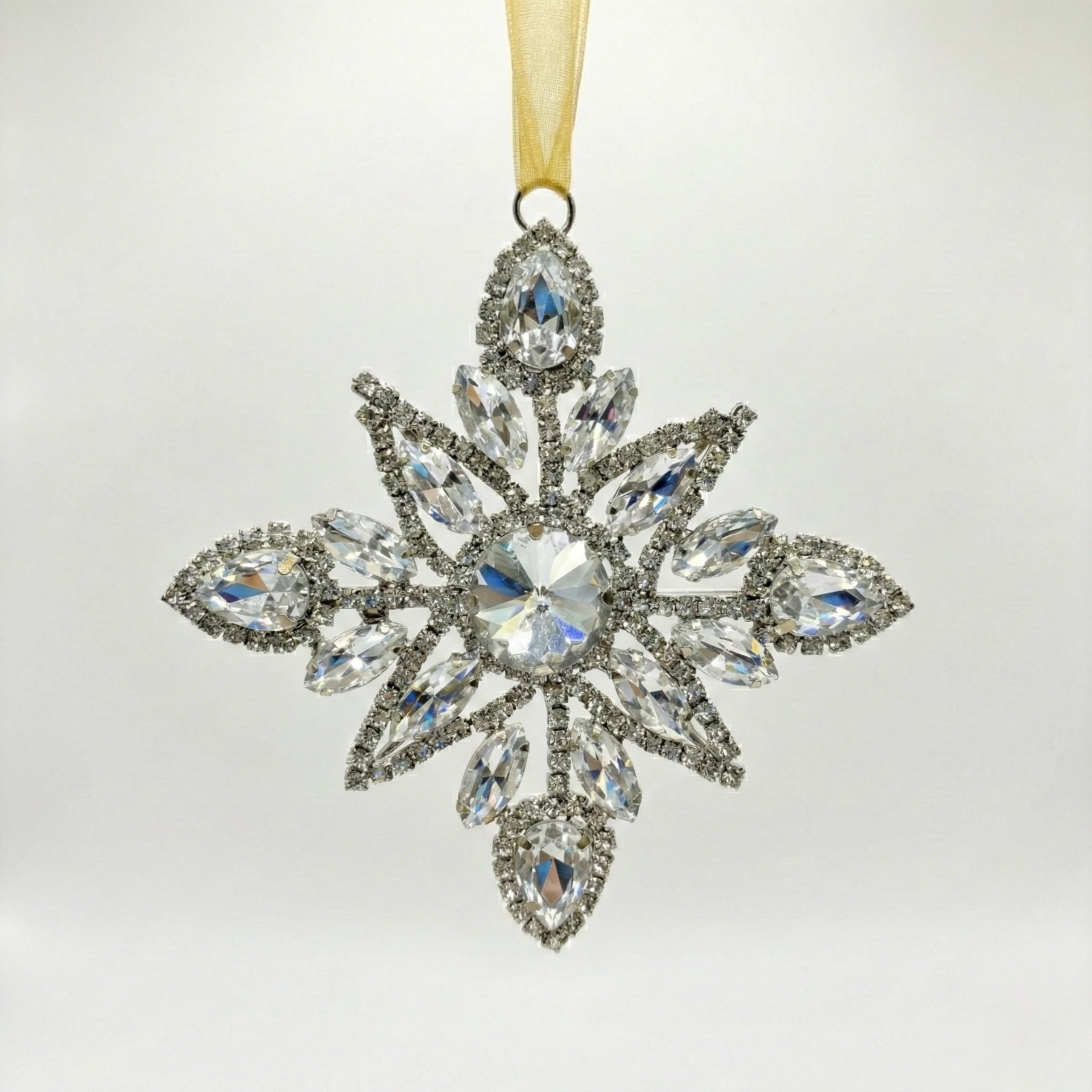 Handmade Glass Bead Hanging Artware (Pack of 2) – The Celestial Spark Handcrafted Crystal Starburst Hanging Accent Premium Bead Decorative Ornament for Home, Wall, and Window Décor (Silver).