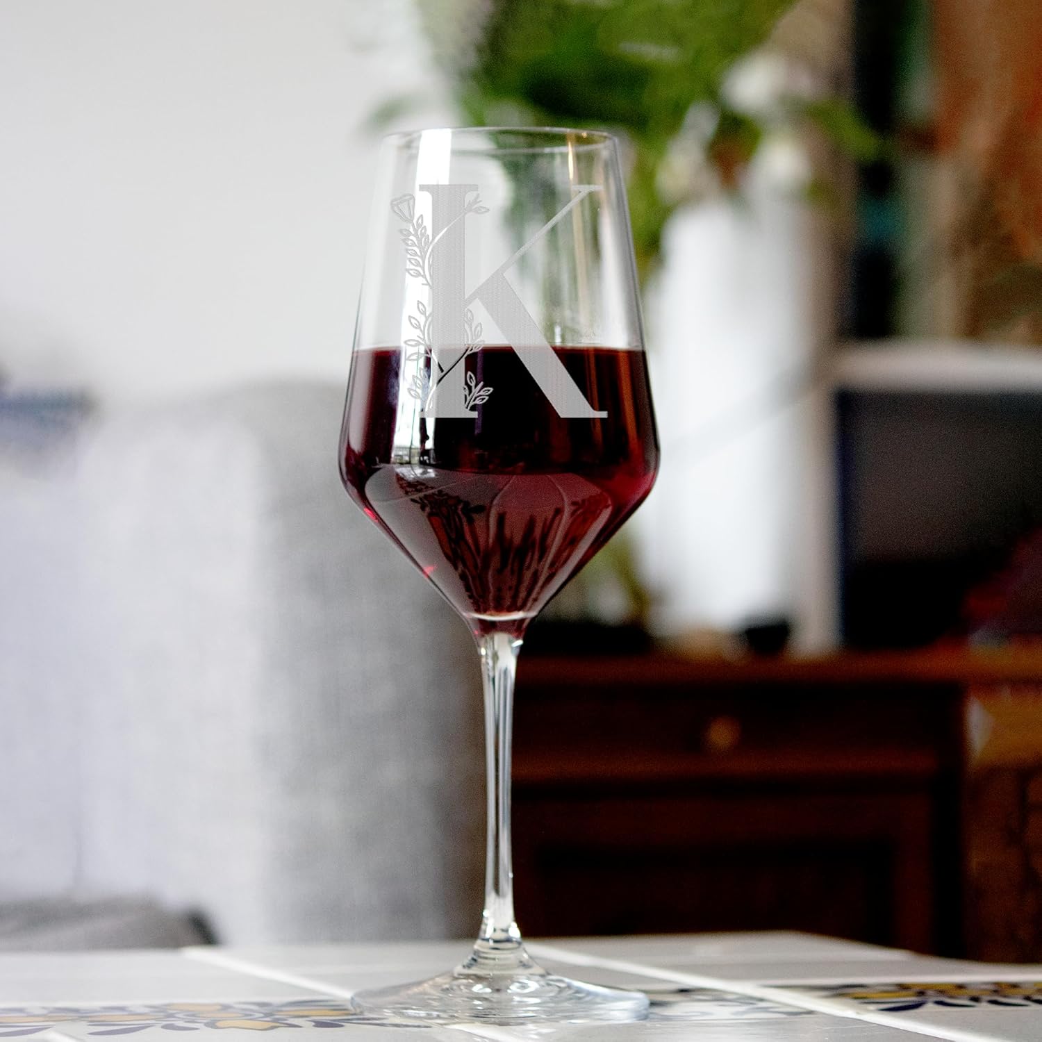 Personalized Wine Glass, Initial Monogrammed A-Z Crystal Wine Glass, Customized Gift for Women Her Mom Friend Sister Wife Bridesmaid Nurse, Unique Christmas Birthday Gifts (K) - Image 3