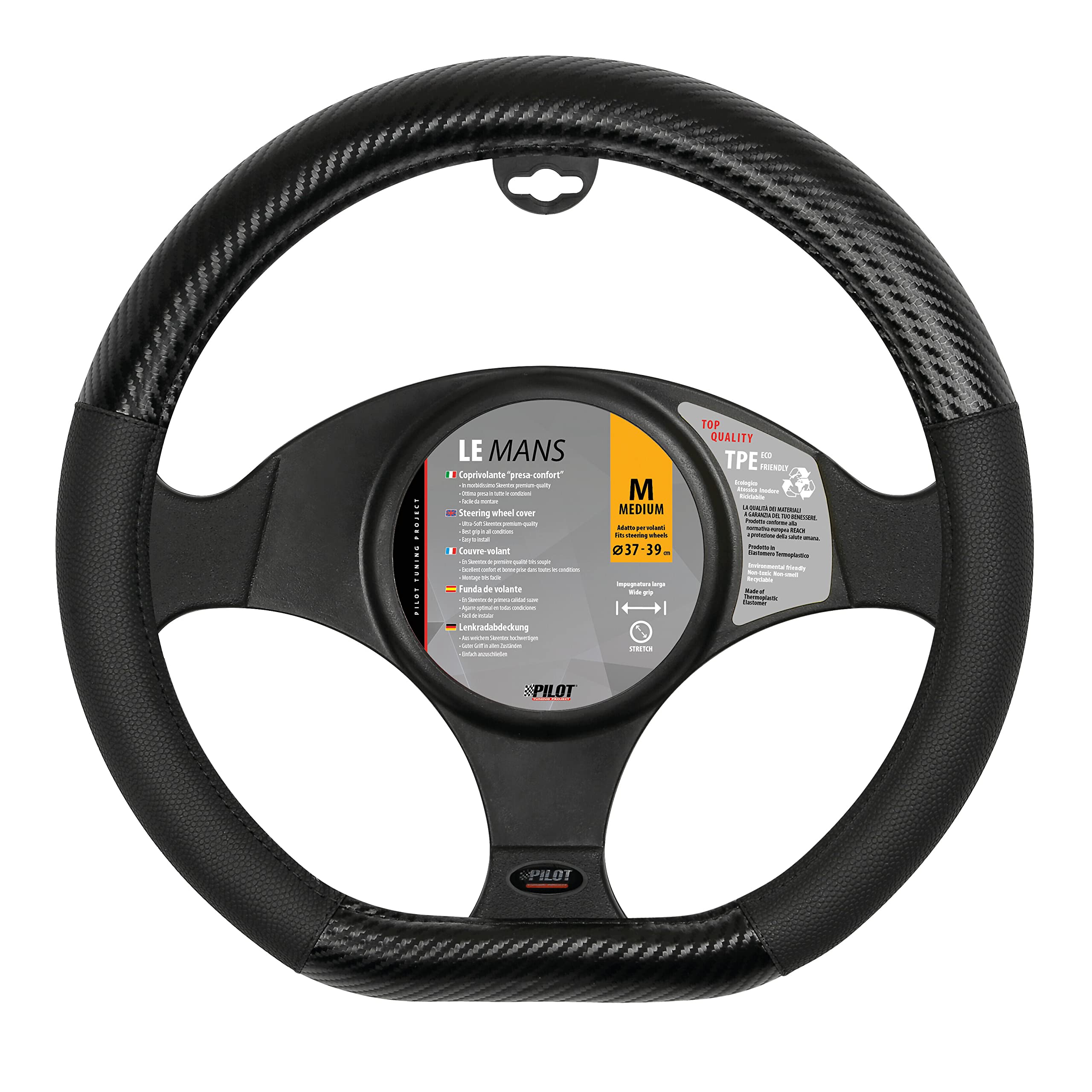 Pilot 32953 Le Mans Steering Wheel Cover Imitation Leather - M - Diameter 37/39 cm