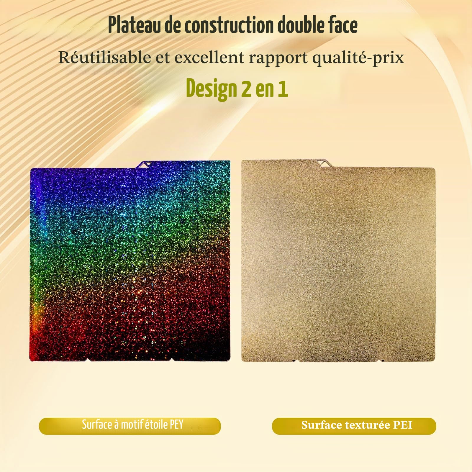 Plateau Anycubic Double Face en PEI+PEY 264 x 276 mm Imprimante 3D, Plateau d'impression Flexible Magnétique Acier à Ressort Compatible avec Anycubic Kobra S1, Kobra S1 Combo
