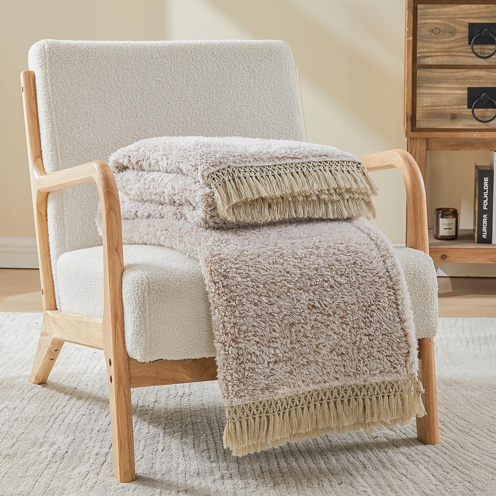 Coperta in pile sherpa, stile bohémien, con motivo geometrico, motivo geometrico, per sedia, divano, divano, camera da letto, multicolore, 127 x 152,4 cm