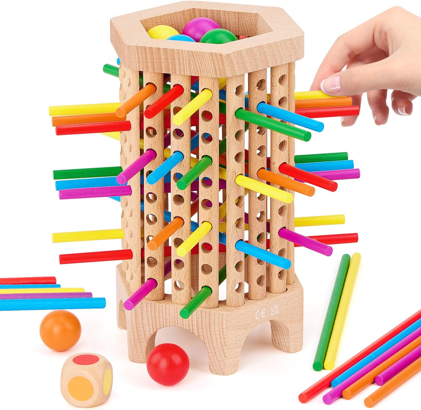 Centtechi Montessori Game Wooden Board Games for Kids 4-6-8, 36 Colorful Stick Math Educational Toys for 3 4 5 6 Year Olds, Classic Fun Dice Games for Family Game Night 2-6 Players