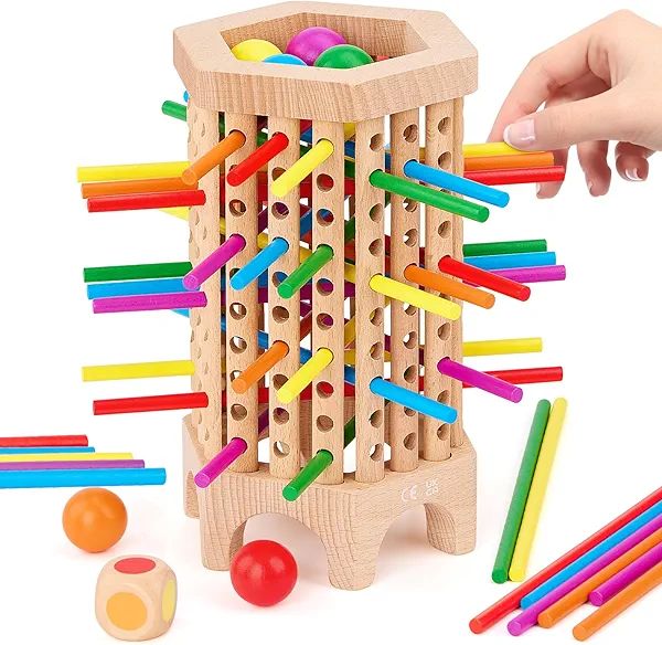 Centtechi Montessori Game Wooden Board Games for Kids 4-6-8-12, 36 Colorful Stick Math Educational Toys for 3 4 5 6 Year Olds, Classic Fun Dice Games for Family Game Night for 2-6 Players Gift