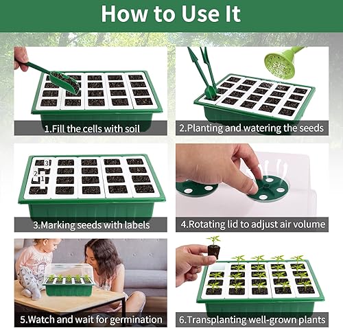 Miniatura 7 de Sondiko Bandeja de inicio de semillas con celdas de silicona suave, 80 celdas de bandejas de plántulas, kit de inicio de semillas, paquete de 4