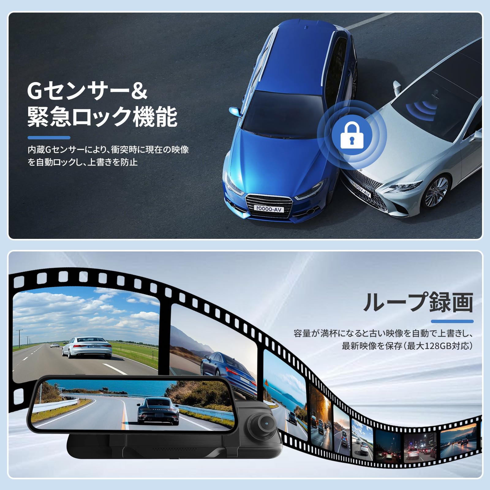 Amazon.co.jp: bimiti ドライブレコーダー ミラー型【64GBカード付属