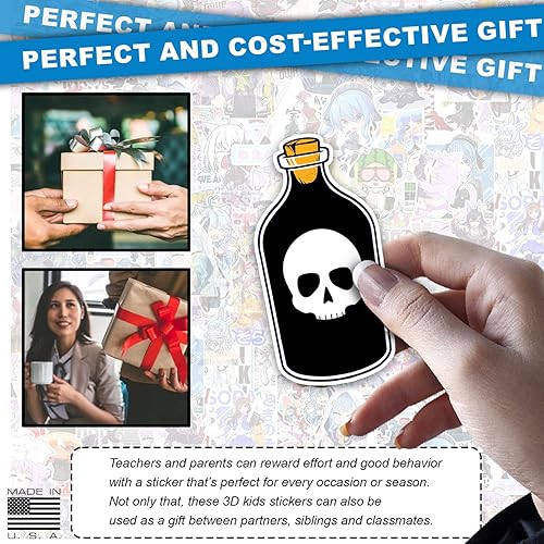 Miniatura 2 de YNhiCraft1921 - Calcomanías góticas para laptop en blanco y negro, calcomanías de tatuaje de calavera oscura, calcomanías de vinilo para vaso,