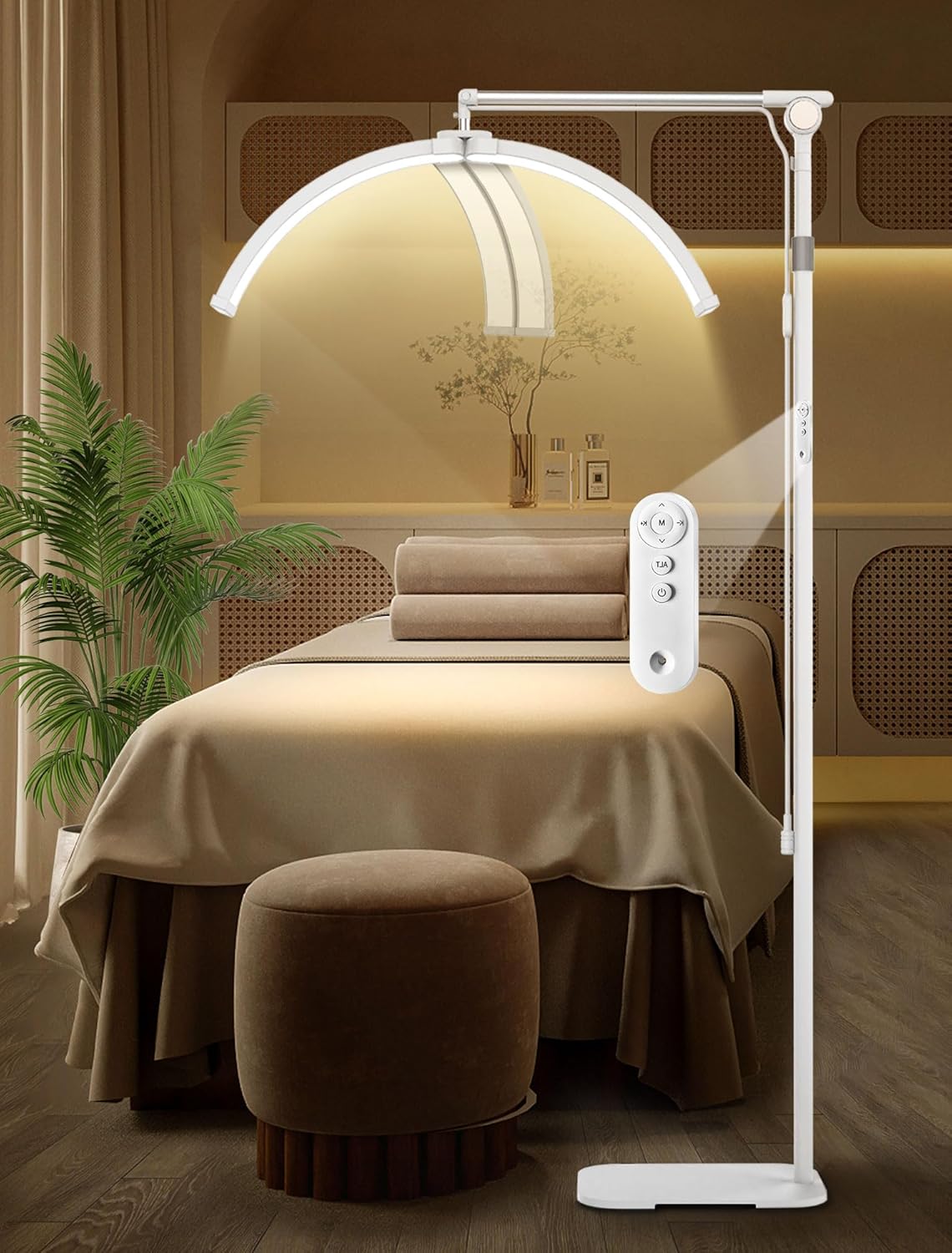 Half Moon Light,Professional Lash Light for Eyelash Tech with Foldable Lamp Design,Eyelash Light with Adjustable Brightness&Height for Beauty, Tattoo Artists,Filming Content Creation(White)