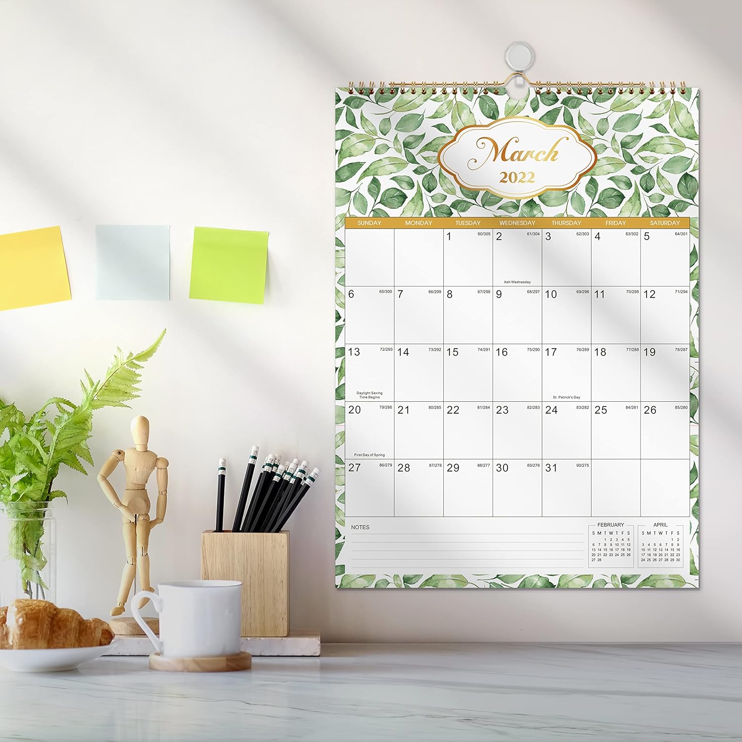 2022 Calendar - 12 Monthly Wall Calendar Planner from Jan 2022 - Dec 2022, 12" x 17", Twin-Wire Binding, Large Blocks with Julian Dates, Perfect for Planning and Organizing Your Home and Office : Office Products