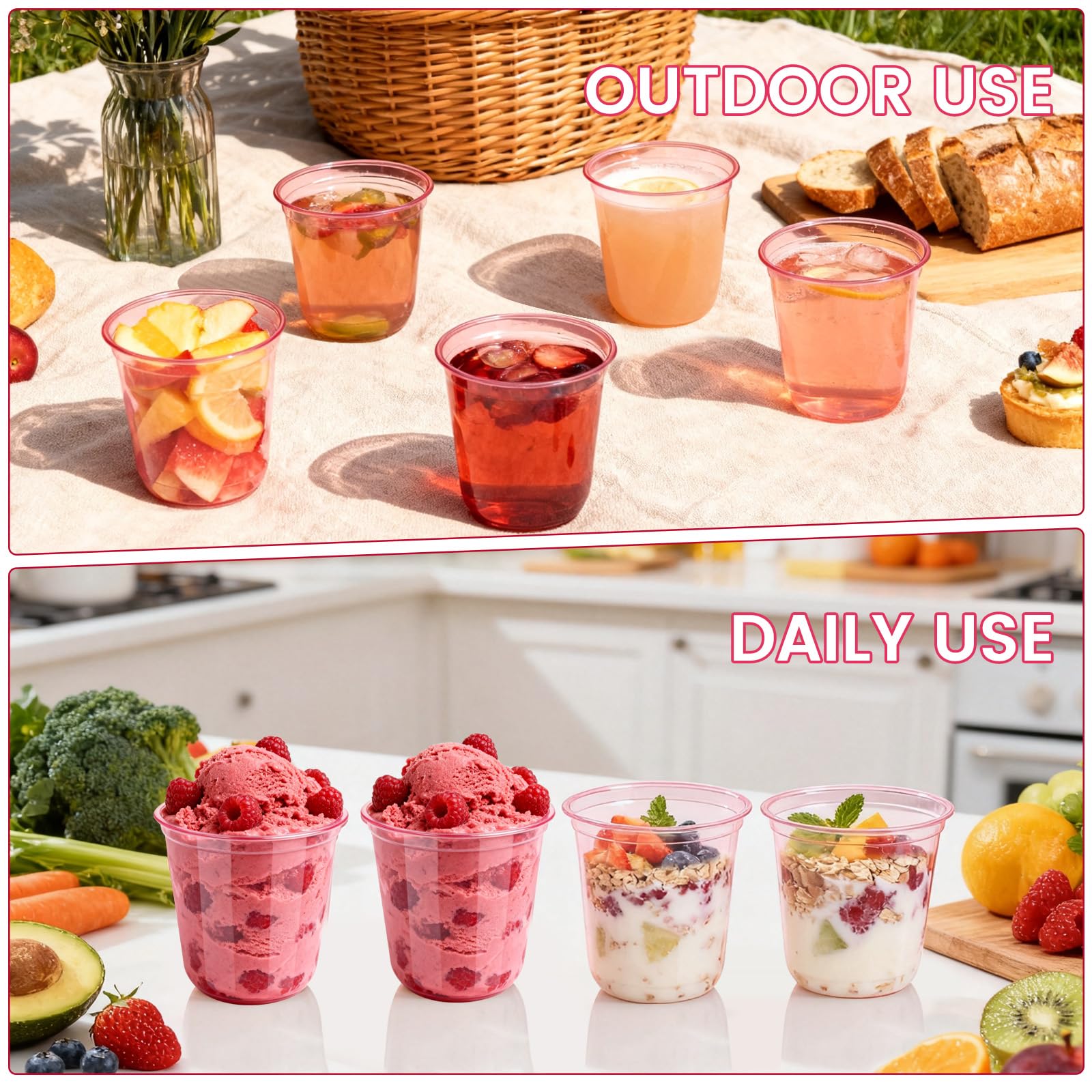 GGOLDMER 50 Pack 12oz Pink Plastic Cups, Disposable Pink Party Cups — Amazon image 7