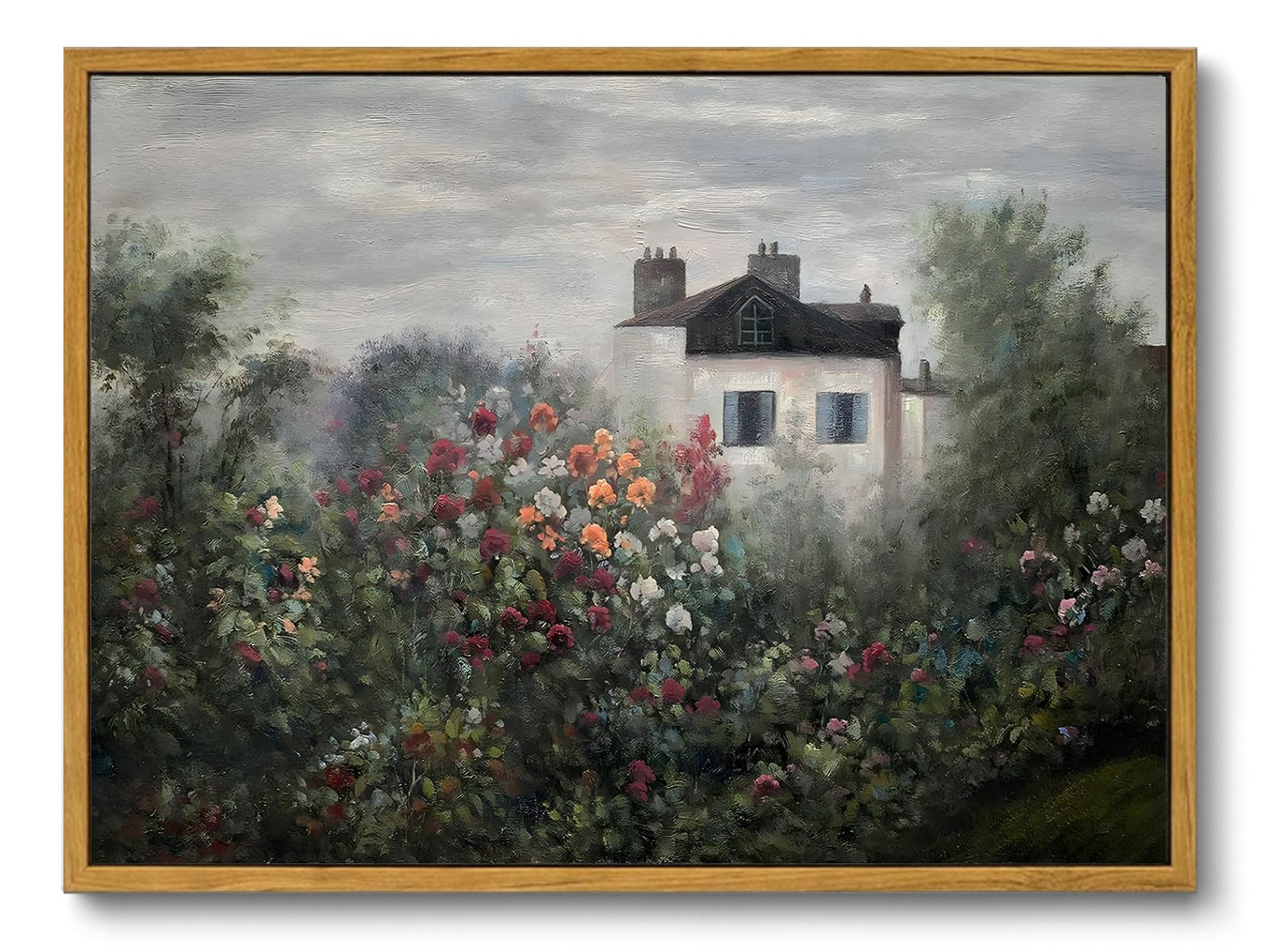 OIQArtOIQ Framed Canvas Wall Art,Vintage Decor,Landscape Nature Country Wildflower Paintings Farmhouse Pictures Modern Artwork Rustic Fall Flower Prints Cottagecore Office Living Room Bedroom Bathroom — view 11