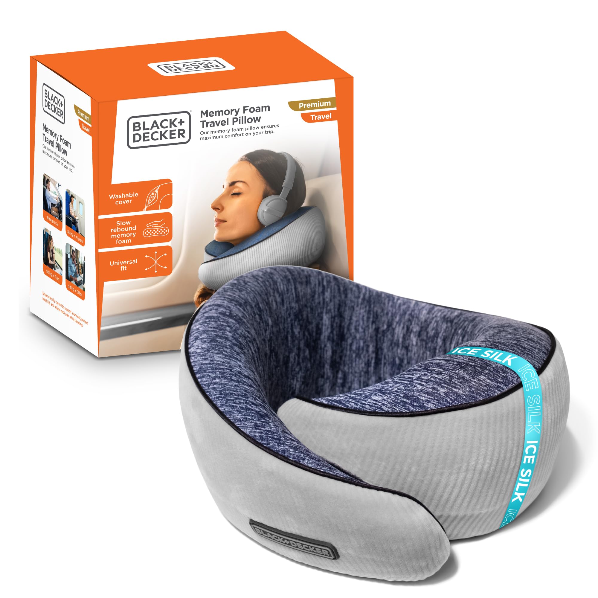BLACK+DECKER Travel Pillow Corduroy Ostrich Neck Wrap Cooling