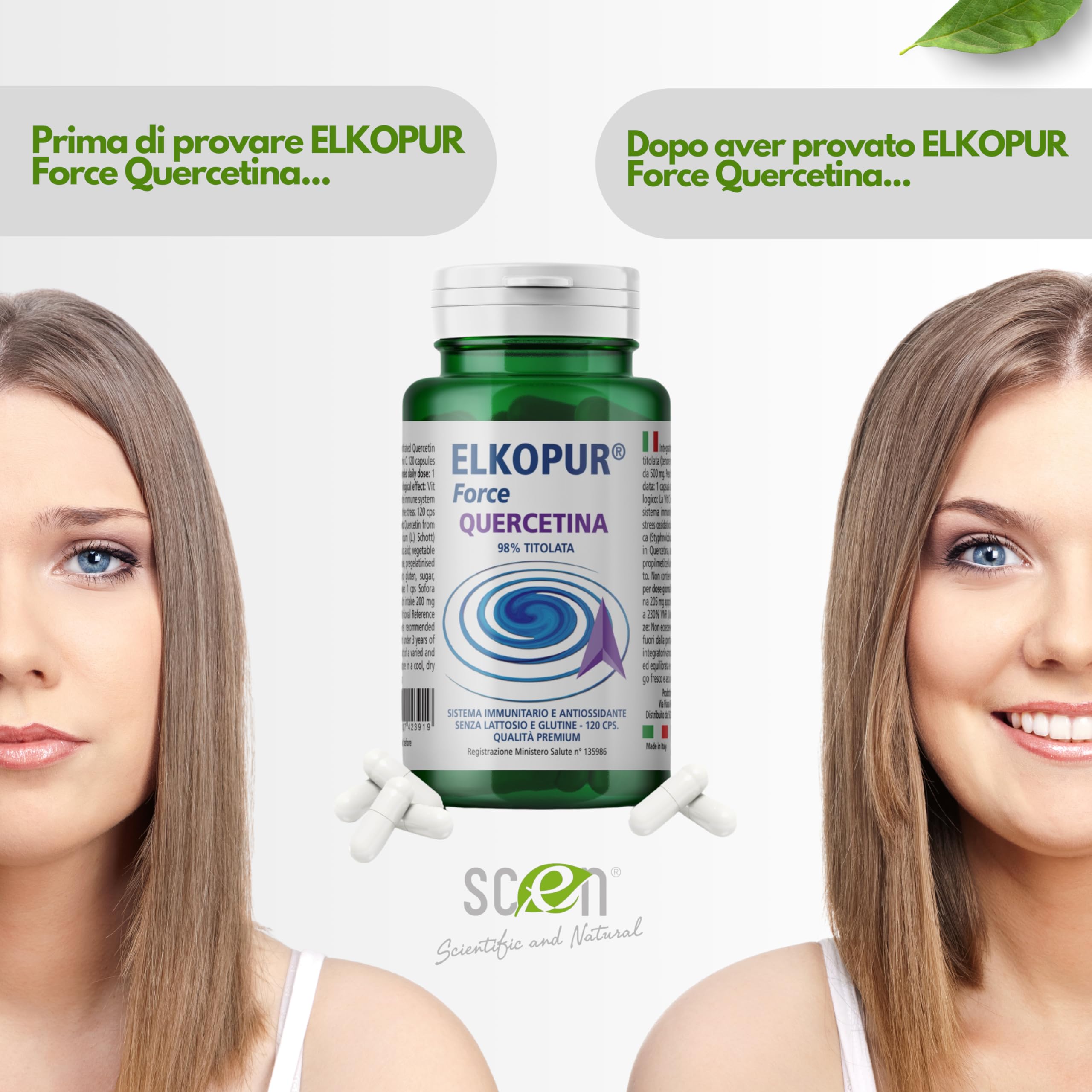 SCEN Quercetina con Vitamina C – 120 Capsule – Titolata 98% – Made in Italy