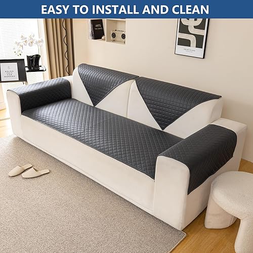 Miniatura 7 de Eismodra Fundas de sofá para sofá de 3 cojines, fundas seccionales, lavables, protectores de muebles para perros y mascotas en forma de L, color