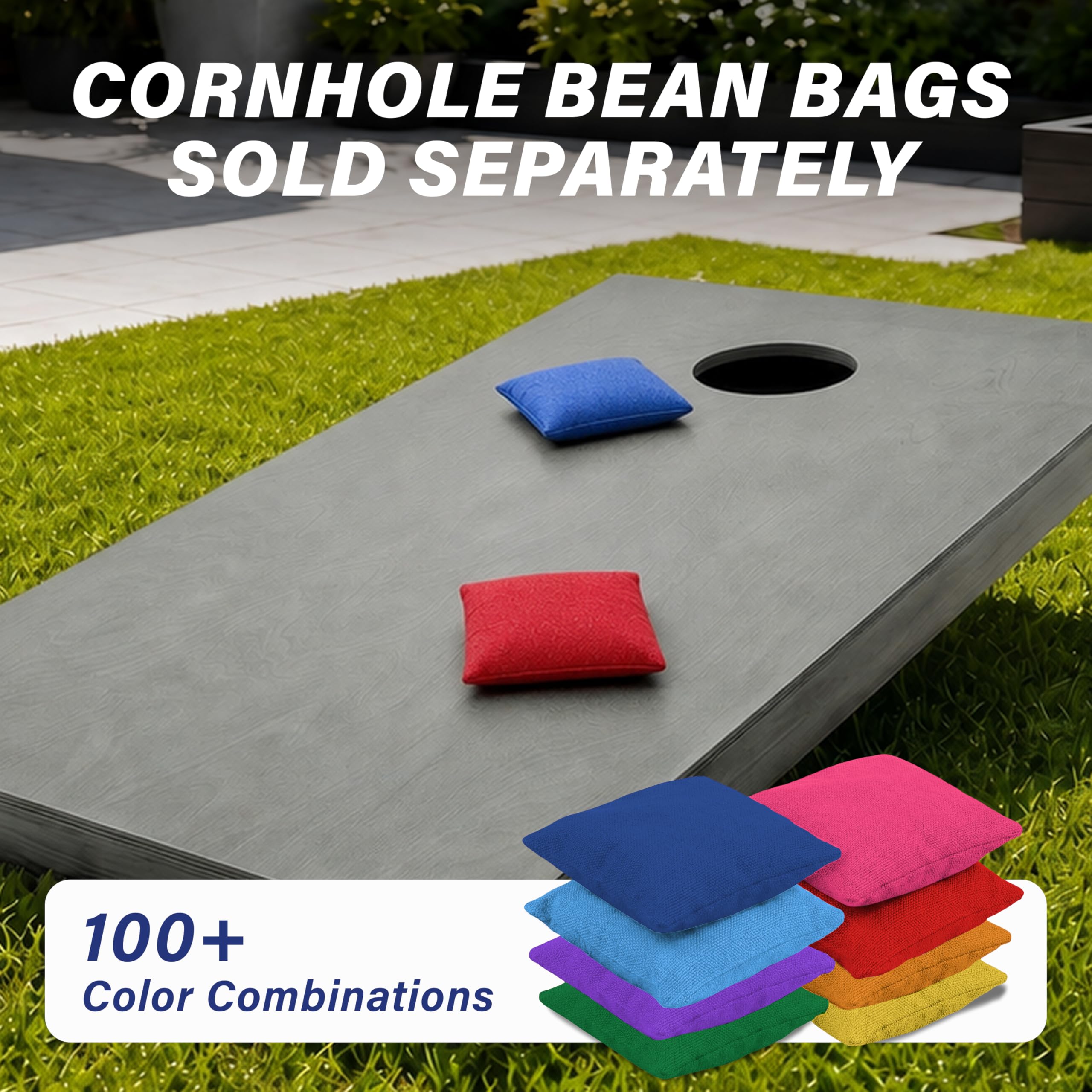 GoSports Cornhole-Set aus Holz, graue Oberfläche, inklusive Tragetasche
