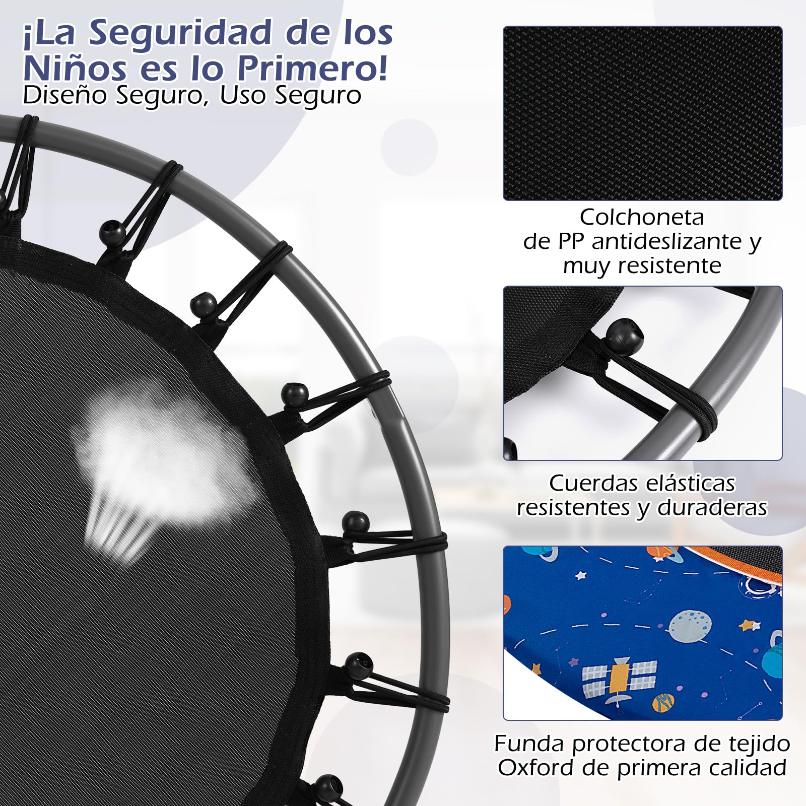 COSTWAY Trampolín para Niños de 92 cm, Mini Trampolín con Manija de Seguridad, Alfombra de Salto Redonda & Cubierta Protectora, Trampolín Infantil de 3 a 6 años para Interior