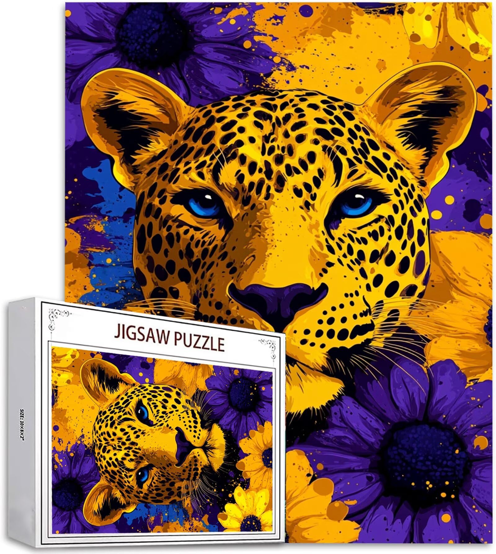 Puzzle 5000 Pezzi, 3 4 5 Anni Puzzle Fiore 6 7 8 Anni Giochi Educativi Sostenibili Con Motivi Per Adulti Da Gioco in Legno Di Alta Qualità Jigsaw Leopardo per Gioco Familiare, Regalo Natale H-5966