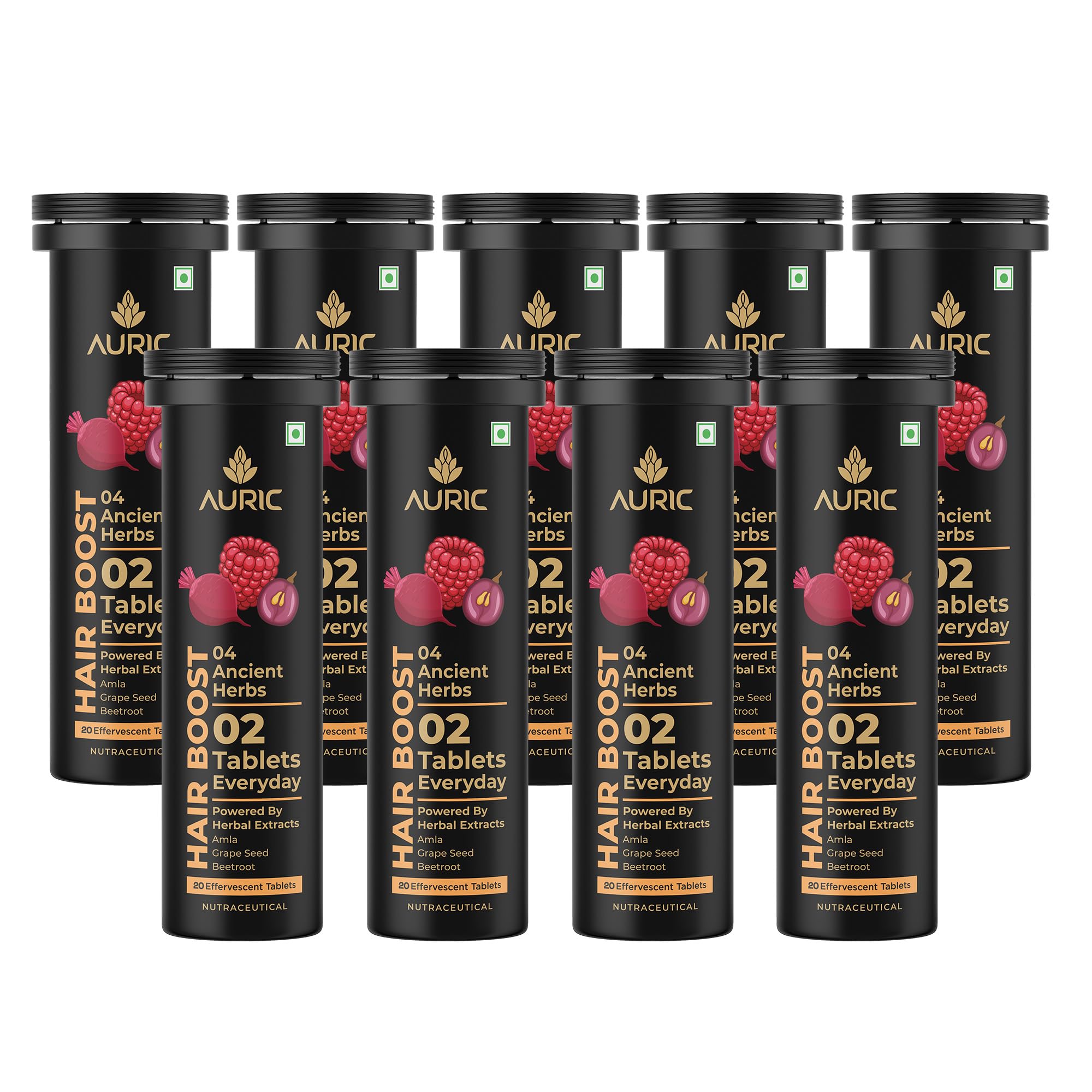 Auric Hair Boost Effervescent Tablets 60 Count | Ayurvedic Formula for Hair Fall Control | Biotin, Zinc, Beetroot & Grapeseed Extracts & Herbal Extracts | Hair Growth & Strength Support — Amazon image 14