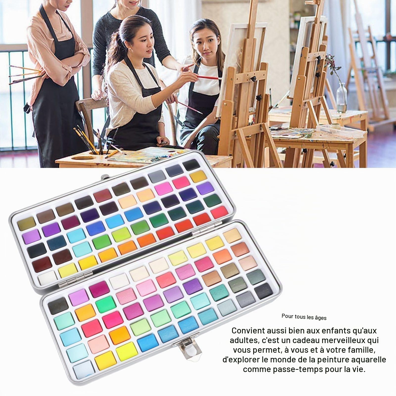 Set de Peinture Gouache en Gelée, 100 Couleurs, Kit de Peinture Aquarelle Opaque pour Artistes, Étudiants et Enfants