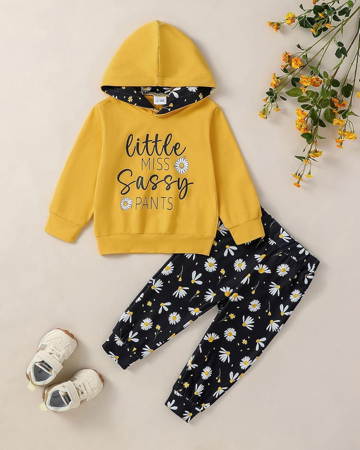 ZOEREA Toddler Girls Clothes Baby Outfits Letter Hoodie Sweatshirts Flower Sweatpants 2Pcs Tracksuit Fall Winter Clothing - Image 3