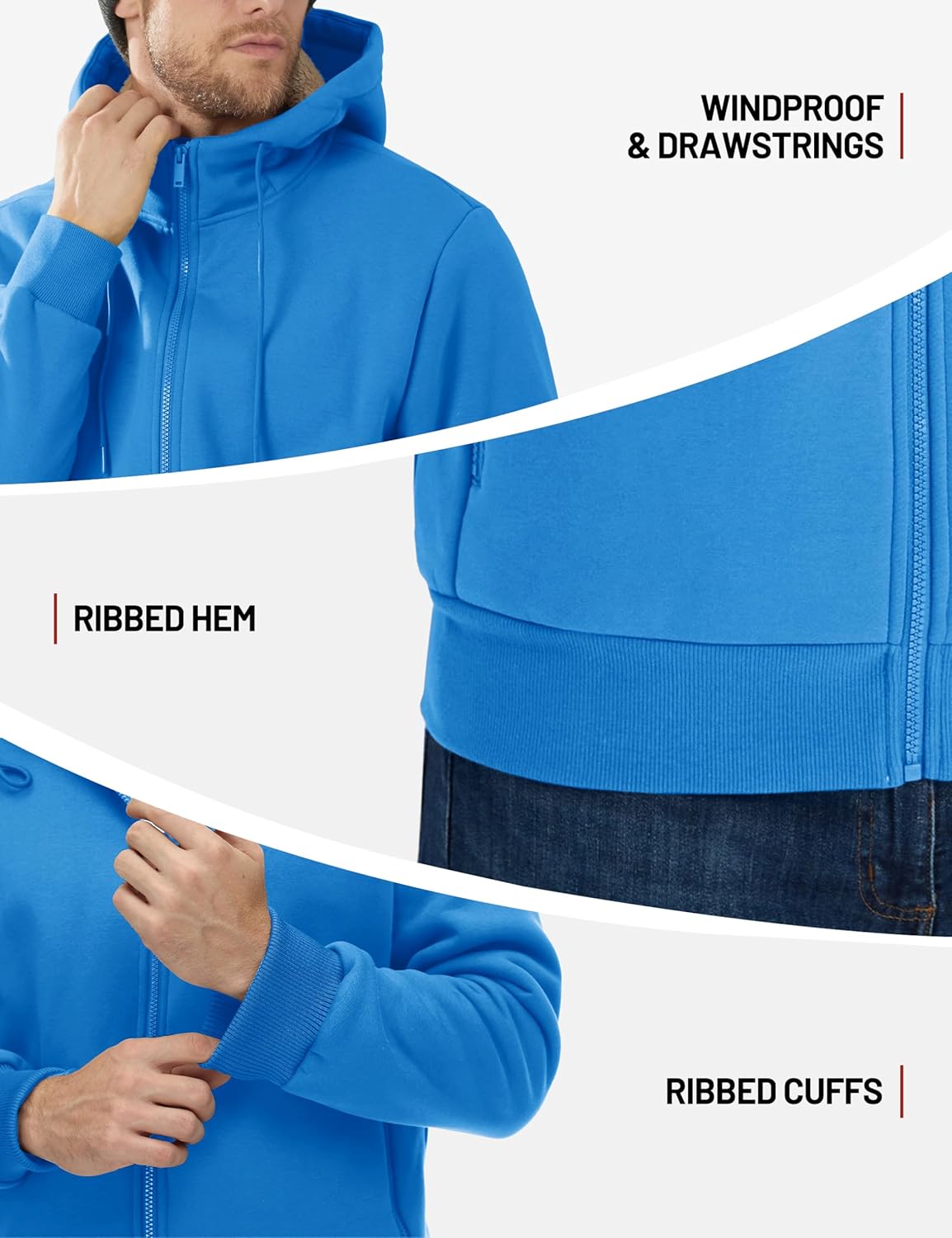 TACVASEN Men's Zip Up Sherpa Lined Hoodies Thick Fleece Heavyweight Jacket Windproof Thermal Zipper Sweatshirt - Image 6