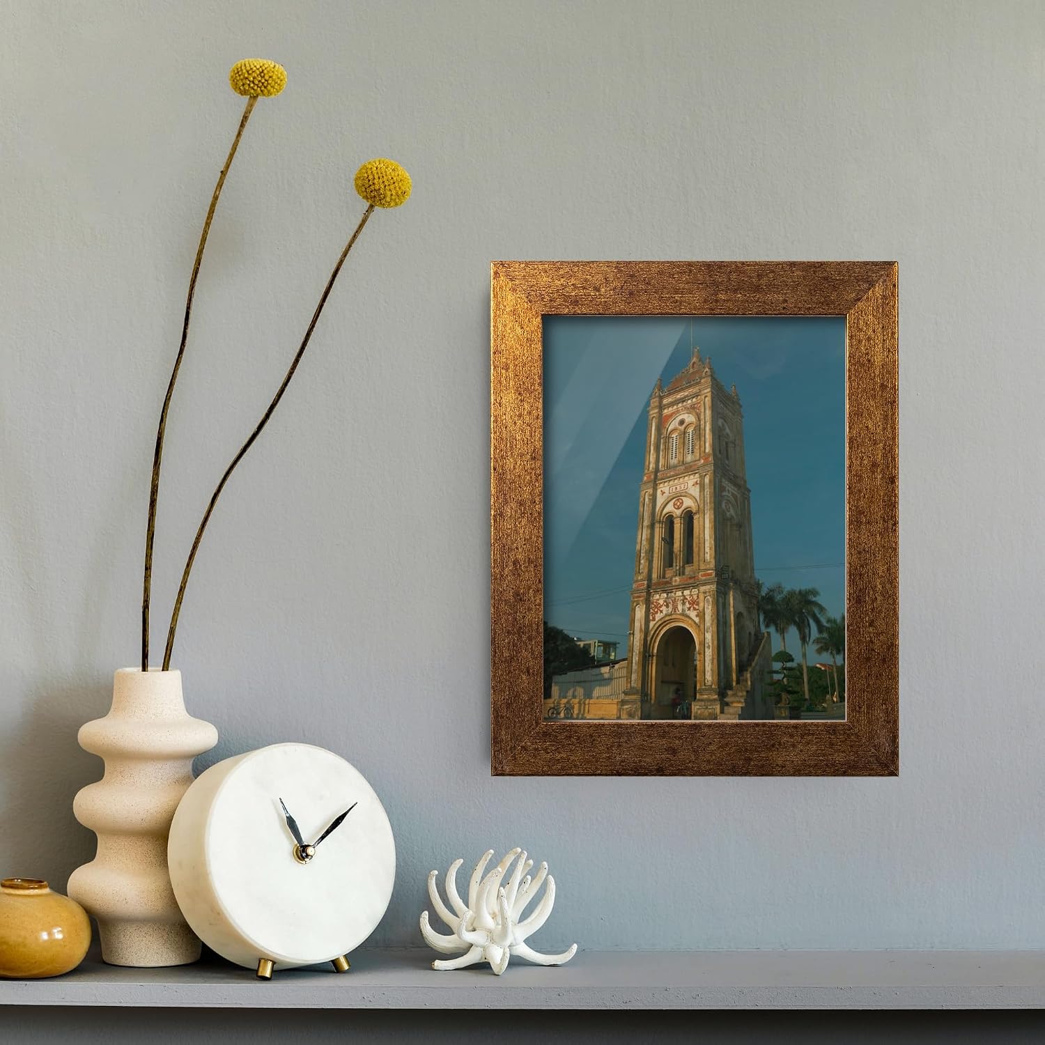 Brushed Copper 20x30 Puzzle Frame 1.25" Inch Wide - Handmade American Picture Frames with Preinstalled Hangers and UV Blocking Plexiglass, 20x30 Frame