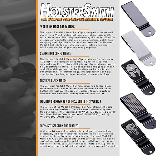 Miniatura 10 de Clips universales para cinturón para la fabricación de fundas (modelo 1) - (estándar y resistente) - (Selecciona acabado abajo) - (Se adapta hasta