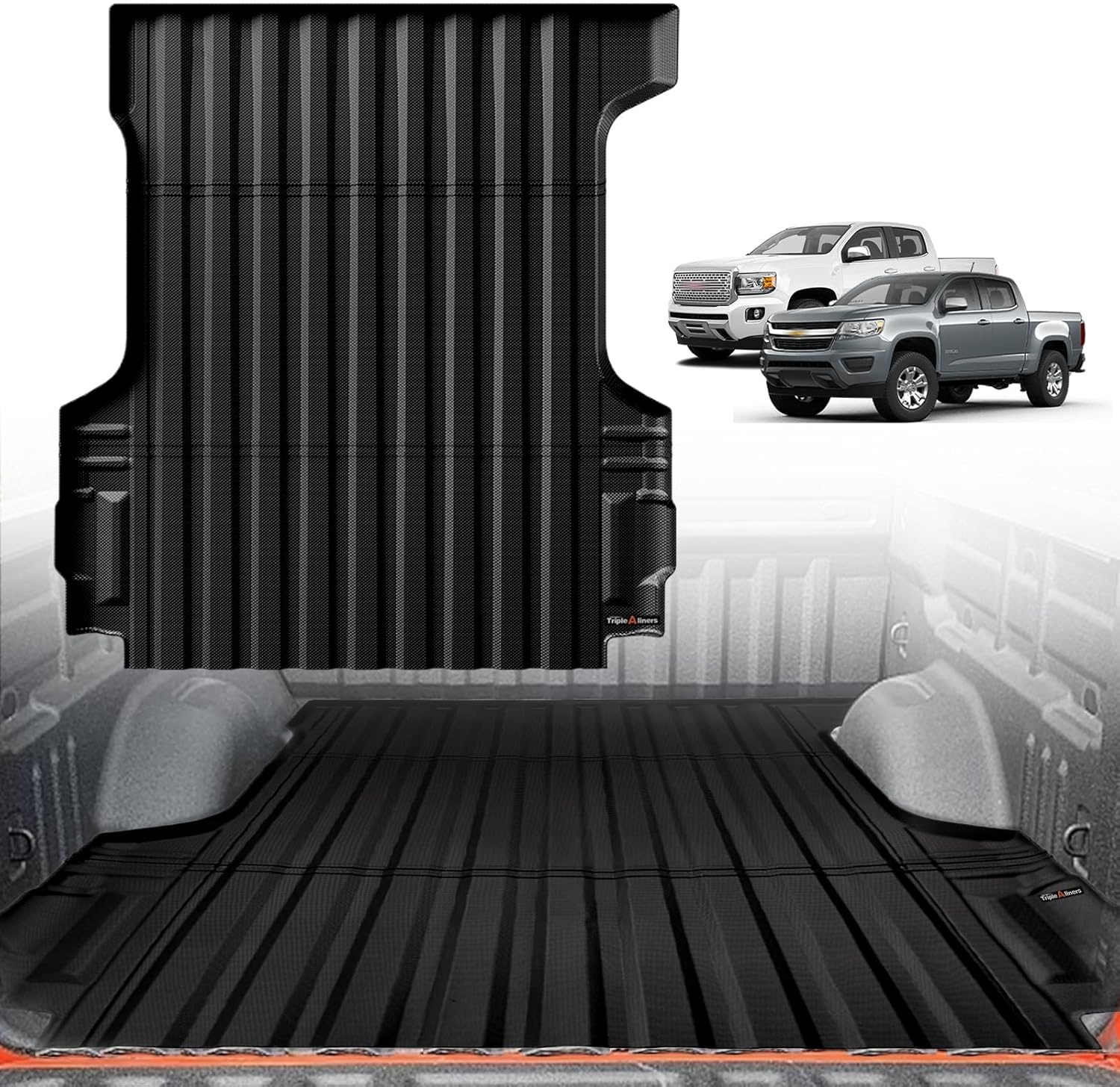TripleAliners Truck Bed Mat Compatible with 2015-2022 Chevy Colorado/GMC Canyon Accessories 5FT Vehicle Perfectly Flush All Weather Protection TPE Heavy Duty Pickup Car Bed Cargo Mat 1) Colorado & Canyon | 15-22 | 5FT