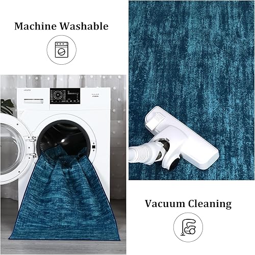 Miniatura 39 de Alfombra lavable contemporánea de 5 x 7 pies, alfombra de área grande para dormitorio, alfombra moderna, antideslizante, resistente a las manchas