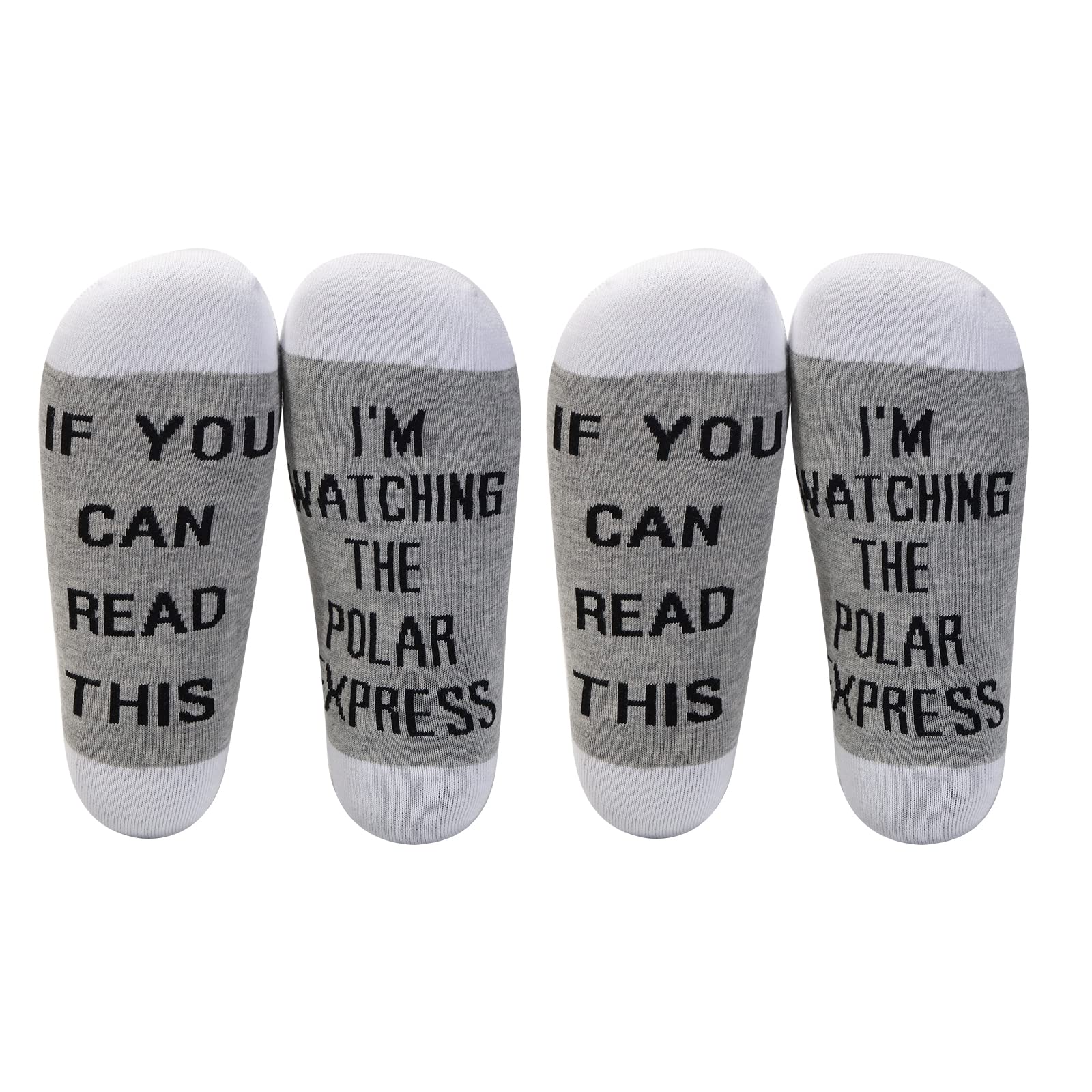 LEVLO Polar Express Inspired Gift If You Can Read This I'm Watching Polar Express Cotton Socks Polar Express Fans Gift - - Medium