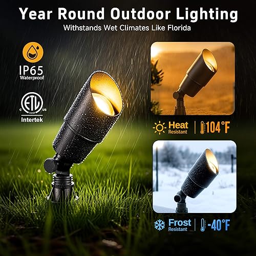 Miniatura 3 de Gardenreet Iluminación de paisaje de latón de bajo voltaje, color negro, 12 V CACC impermeable, luces LED para exteriores, lámpara de iluminación