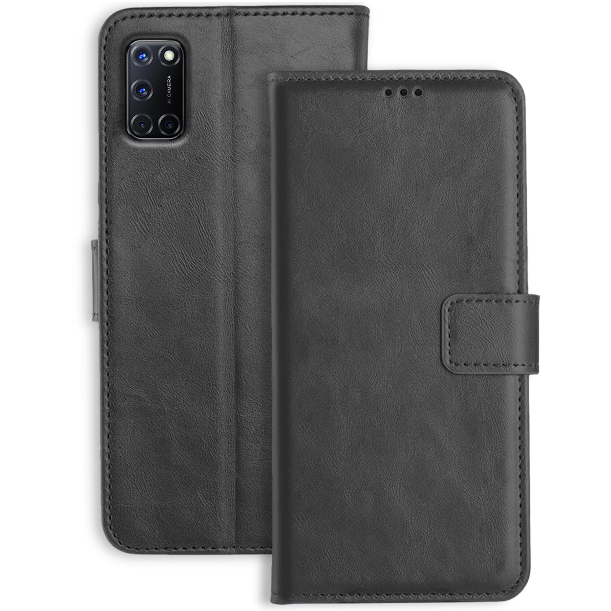 Genron Oppo A52 Flip Cover | Leather Finish | Inside Pockets & Stand | Shockproof Wallet Style Magnetic Closure Back Cover Case for Oppo A52 (Black) (B0953K9W2V) Amazon Price History, Amazon Price Tracker