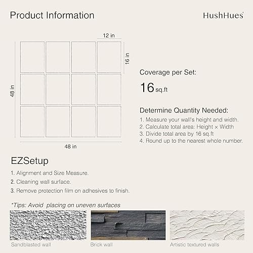Miniatura 7 de Paquete de 12 paneles acústicos, paneles acústicos grandes de 16 x 12 x 0.4 pulgadas, paneles acústicos autoadhesivos para estudios de grabación y