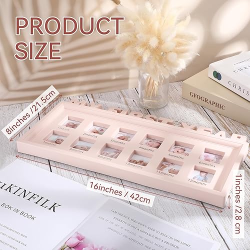 Miniatura 2 de Thyle Marco de fotos para bebé recién nacido, marco de fotos de primer año, marco de fotos de recuerdo de bebé de 12 meses, marcos de fotos para