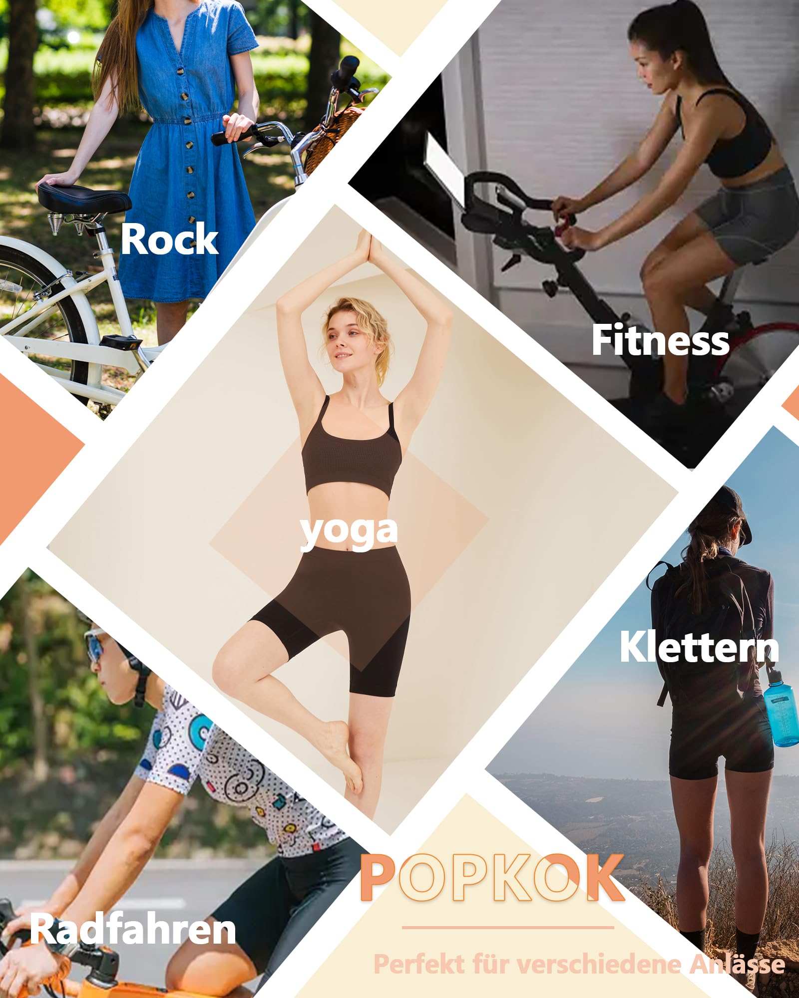POPKOK Radlerhose Damen Kurz für Kleid Anti Scheuern Unterhosen Slip Shorts 3er-Pack