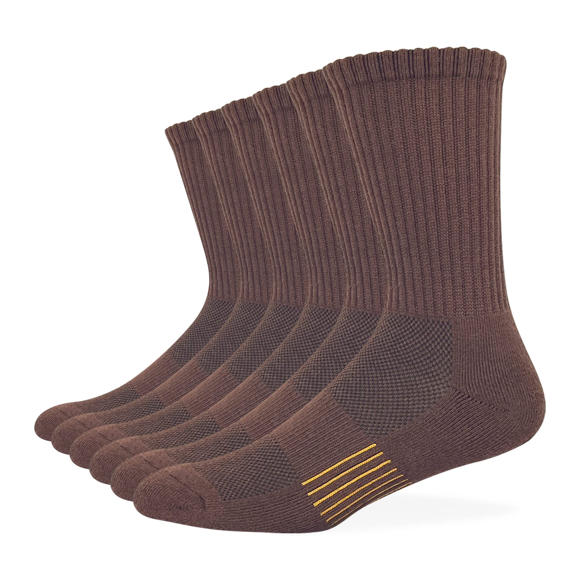 HaloYIYIMen's Moisture Control Cushioned Crew Socks with Arch Compression for Athletic, 6 Pairs