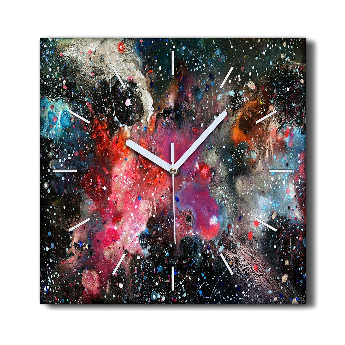Horloge sans Tic-Tac Toile Coloray 30x30 cm Décoration Murale Salon Space Star