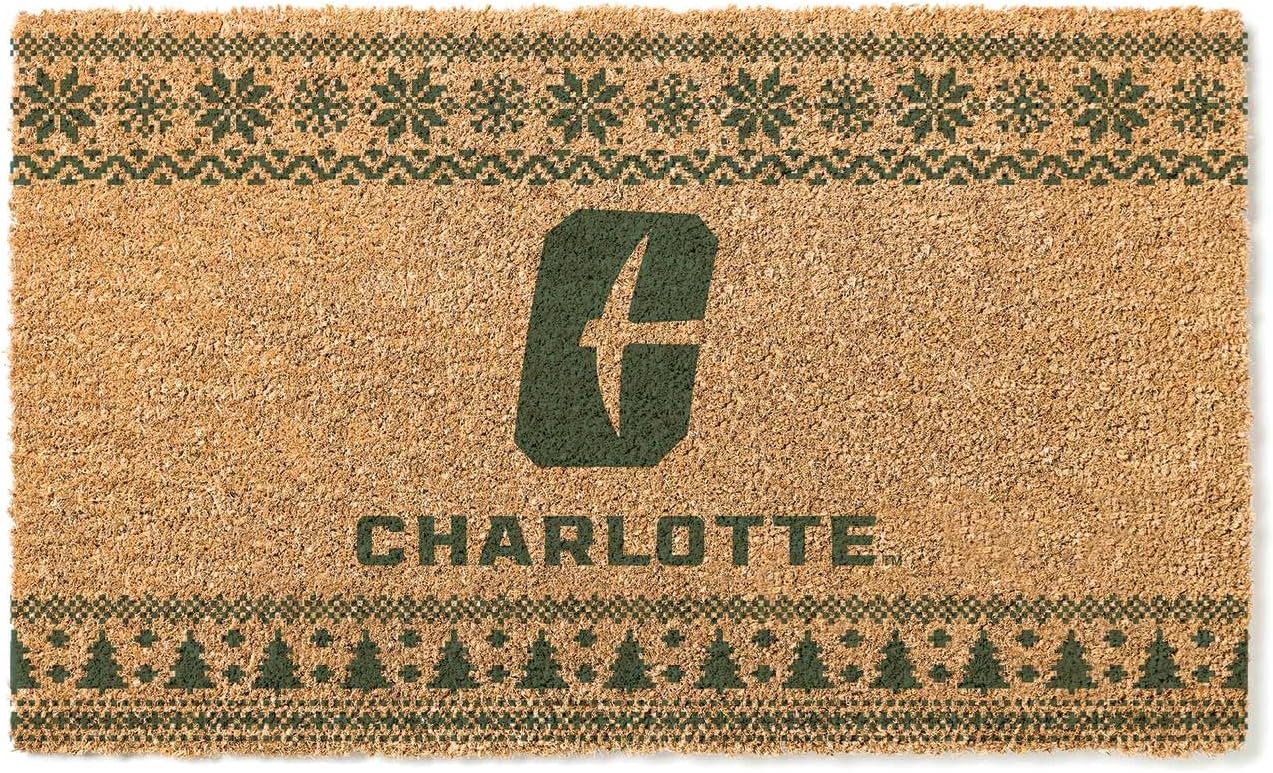 KH Sports Fan Charlotte 49ers Holiday Coir Doormat, 18x30 Inches, 49ers Outdoor Rug; Display Some Holiday Cheer with This Unique North Carolina Charlotte 49ers Doormat