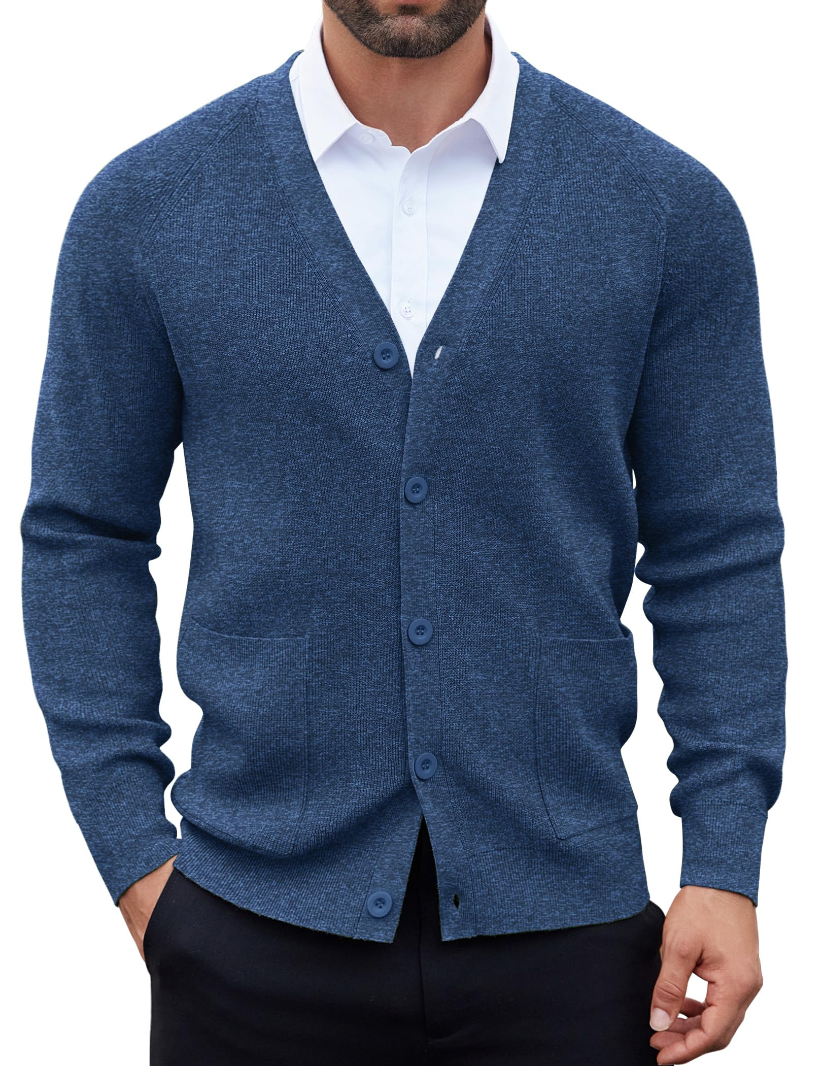 coofandy Men's Cardigan Sweaters with Button Lightweight Casual V Neck Long Sleeve Pockets Knitted Sweater-picture-53