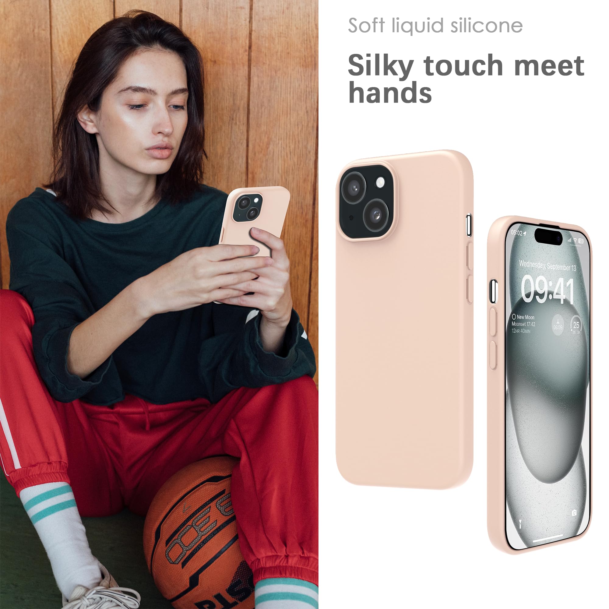 YATWIN Silicone Case for iPhone 15, Soft-Touch, Shockproof, DustProof - Image 4